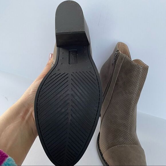 New Esprit Ankle Boots Bootie Heeled Faux Suede Leather Women Size 10 Taupe - Picture 8 of 11